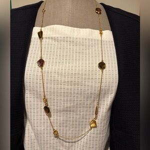 Stella and Dot Pippa Necklace, Gold and Brown, lightweight